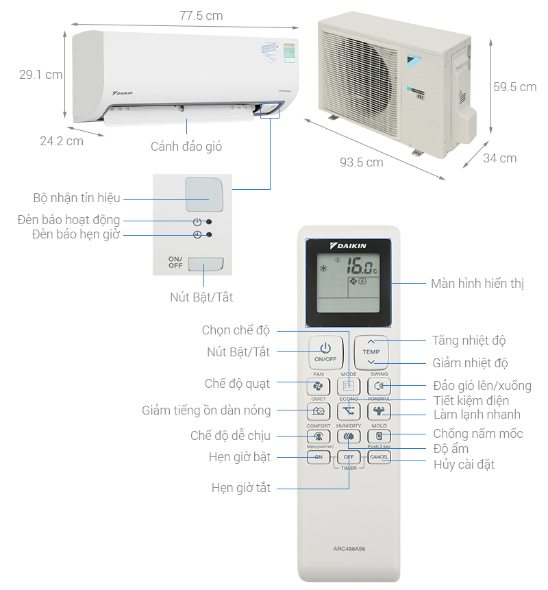 Máy ĐHKK Daikin Inverter 2.0HP FTKB50ZVMV/RKB50ZVMV