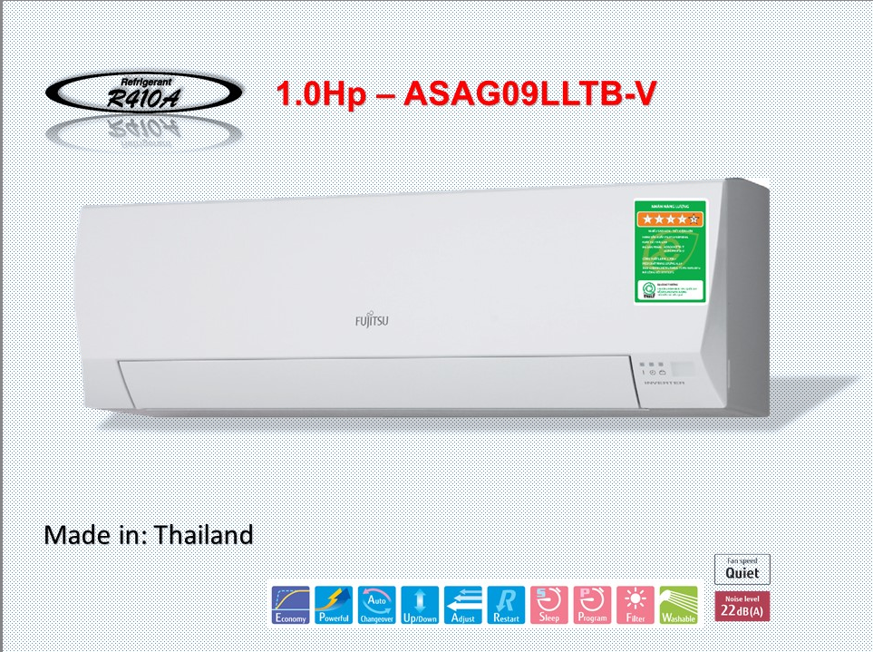 Máy lạnh Fujitsu 2 chiều Inverter ASAG09LLTB-V / AOAG09LLTB-V