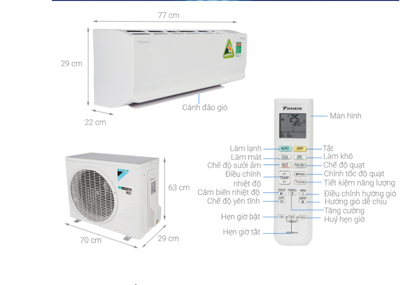 Máy ĐHKK Daikin Inverter 1.5 HP FTHF35VAVMV