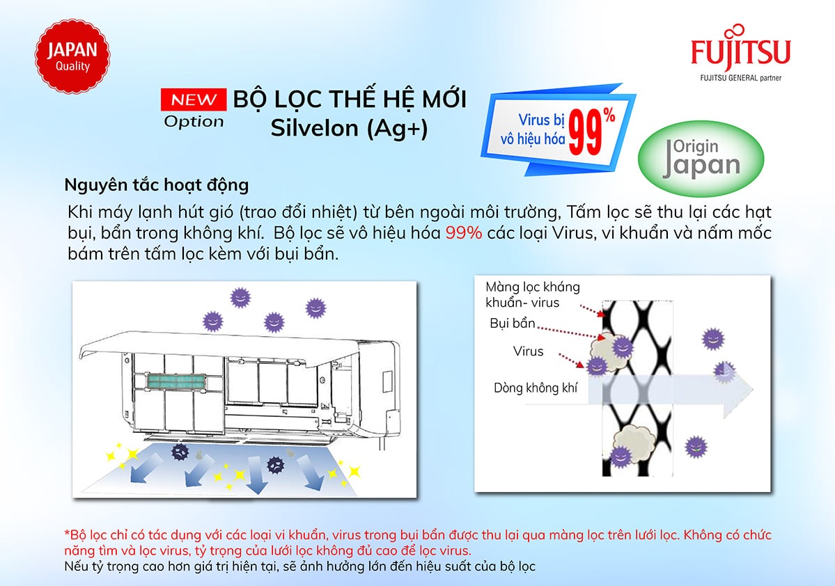 Cung cấp máy lạnh Fujitsu BMT có hệ thống lọc bụi mịn