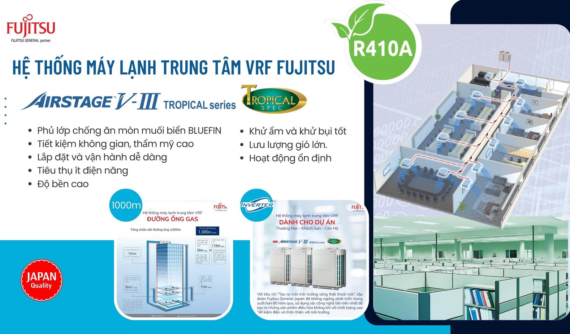 Cấu tạo hệ thống máy lạnh trung tâm Fujitsu Daklak