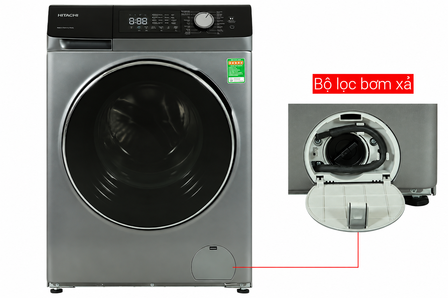 Máy giặt sấy Hitachi Inverter giặt 10.5 kg - sấy 7 kg BD-D1054HVOS