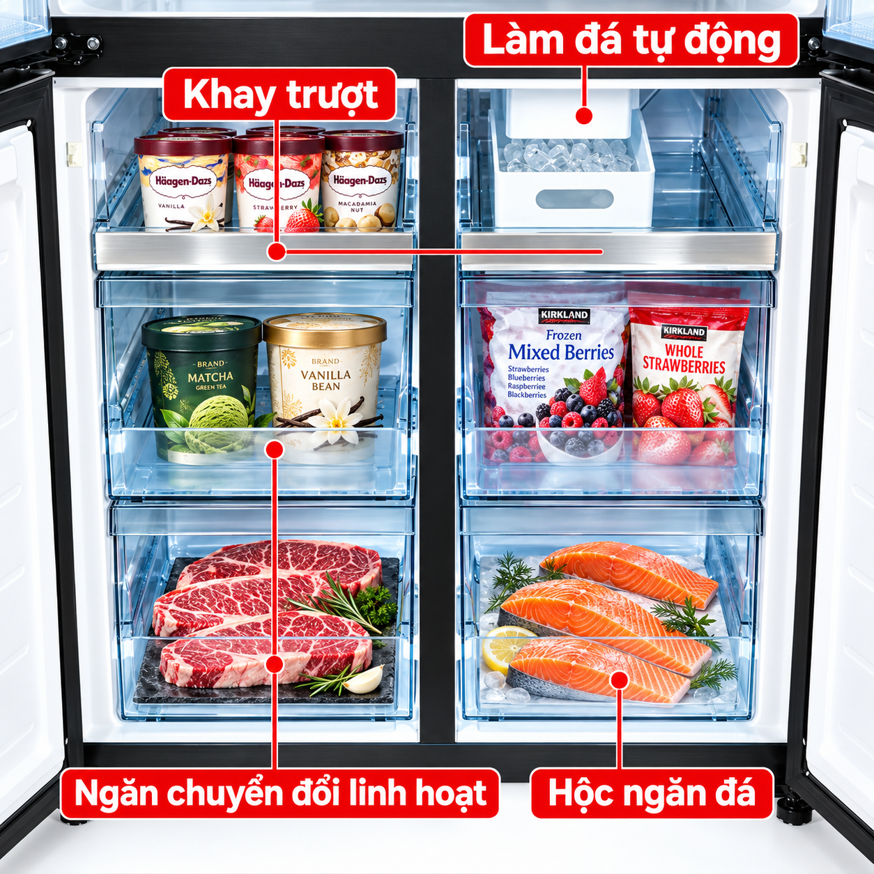 Tủ lạnh Hitachi Inverter 569 lít Multi Door R-WB640PGV1 GMG