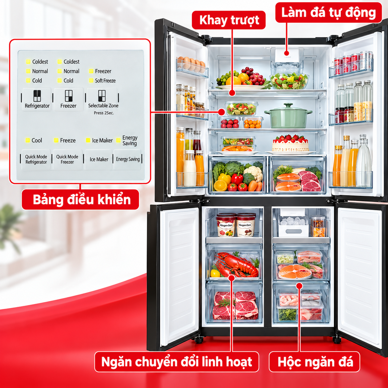 Tủ lạnh Hitachi Inverter 569 lít Multi Door R-WB640PGV1 GMG