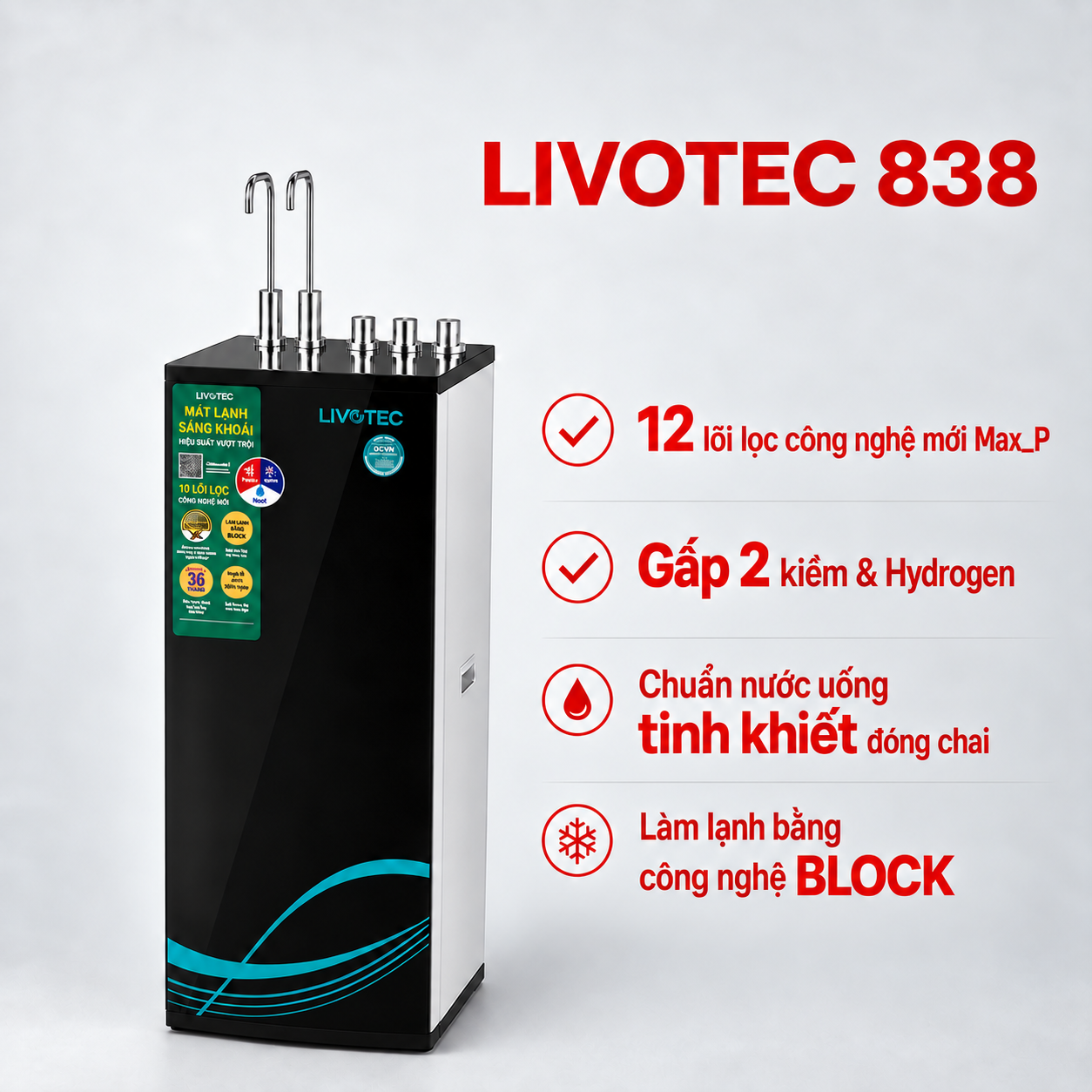 Máy lọc nước nóng lạnh nguội Livotec 838