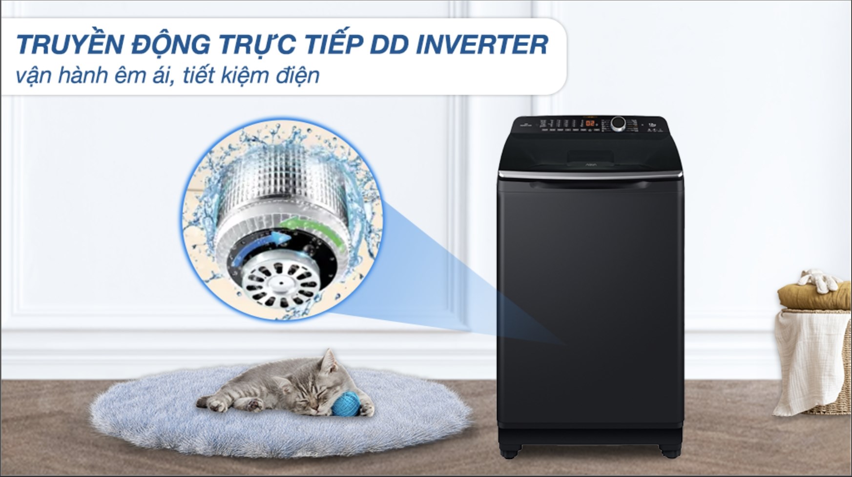 Máy Giặt Aqua Inverter 12 Kg AQW-DR120HT.BK
